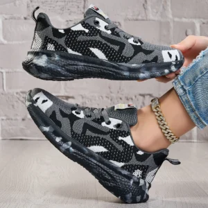 Women Camo Print Flying Knit Sneakers